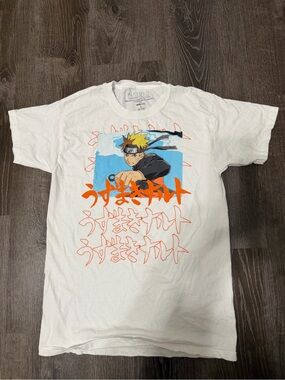 Naruto Graphic Tee - White with Orange & Blue Print size M
